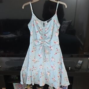 Trixxi Floral Midi Dress - Light Mint Green and Redish Colored Flowers